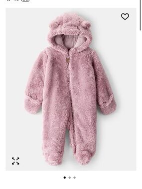 Carter's Plush Hooded Baby Footie in Blush Pink with Ears